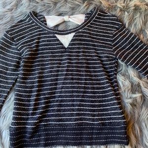 Knit Blue Sweater with bow detail on back
